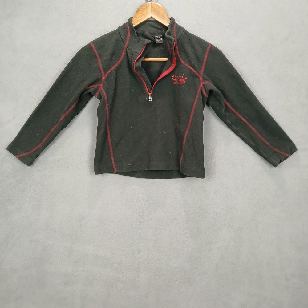 Mountain Hardwear Polartec Jacket Youth XS Black Red Fleece 1/4 Zip Pullover